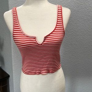 FOREVER21 Notched Neck Rib-Knit Tank Top size medium